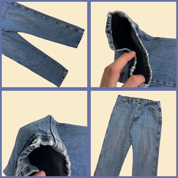 2000s Wrangler 36x31.5 denim pants, vintage Y2K straight leg medium wash jeans - Picture 2 of 8